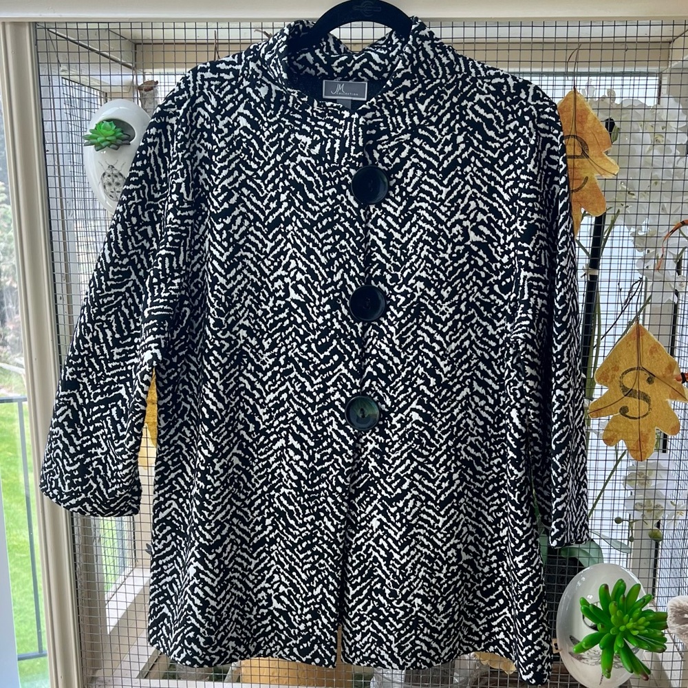 JM Collection Monochrome Patterned Jacket L